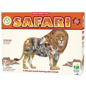 Puzzle contur Animale safari 200 piese 81x61 cm asamblat 5-12 ani